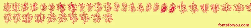 Cherubimcaps Font – Red Fonts on Yellow Background