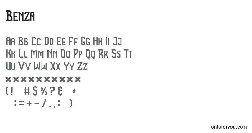 Шрифт Benza – алфавит, цифры, специальные символы