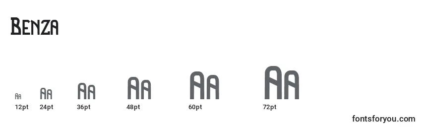 Размеры шрифта Benza