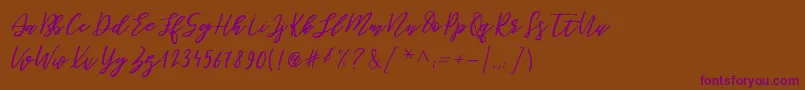 BePerky Regular-Schriftart – Violette Schriften auf braunem Hintergrund