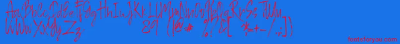 BERASH-Schriftart – Rote Schriften auf blauem Hintergrund