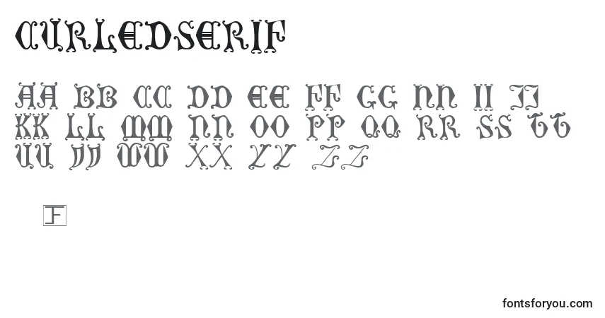 Fuente CurledSerif - alfabeto, números, caracteres especiales