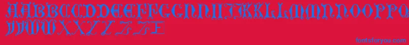 CurledSerif-Schriftart – Blaue Schriften auf rotem Hintergrund