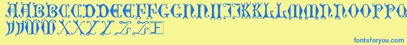 Fonte CurledSerif – fontes azuis em um fundo amarelo