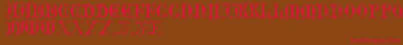 CurledSerif-Schriftart – Rote Schriften auf braunem Hintergrund