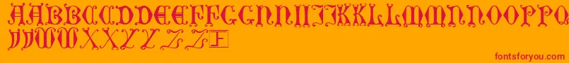 CurledSerif-fontti – punaiset fontit oranssilla taustalla