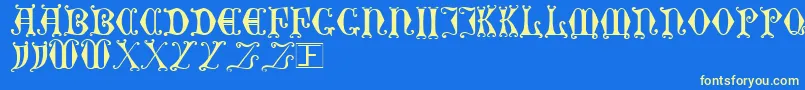 CurledSerif Font – Yellow Fonts on Blue Background