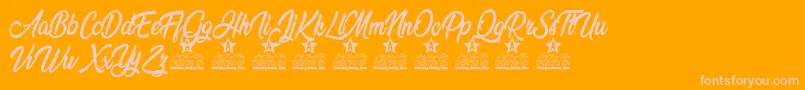 Beredith Personal use Font – Pink Fonts on Orange Background