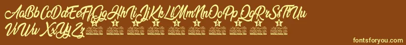 Beredith Personal use Font – Yellow Fonts on Brown Background