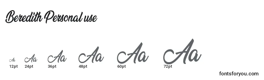 Beredith Personal use Font Sizes