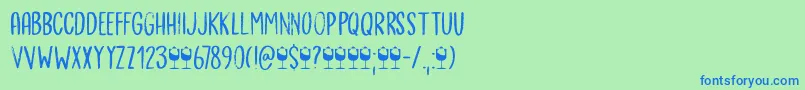 Шрифт Bergie Seltzer DEMO – синие шрифты на зелёном фоне