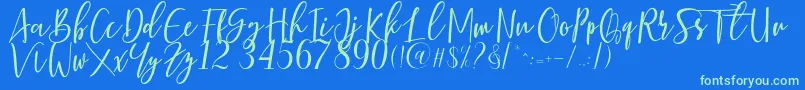 Berhilda Font – Green Fonts on Blue Background