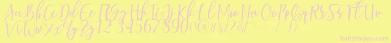 Berhilda-fontti – vaaleanpunaiset fontit keltaisella taustalla