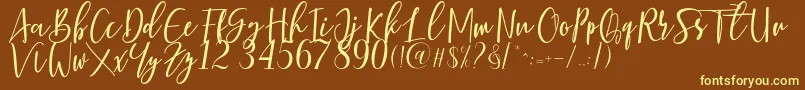 Berhilda-fontti – keltaiset fontit ruskealla taustalla
