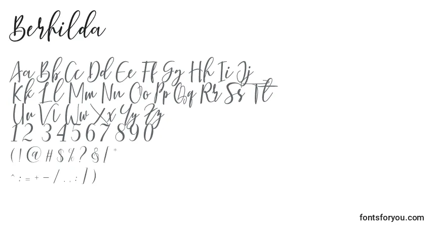 Шрифт Berhilda (121103) – алфавит, цифры, специальные символы
