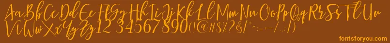 Berhilda-Schriftart – Orangefarbene Schriften auf braunem Hintergrund