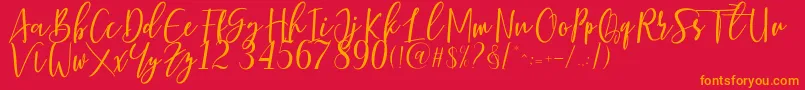 Berhilda Font – Orange Fonts on Red Background