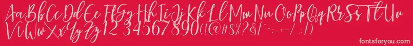 Berhilda-Schriftart – Rosa Schriften auf rotem Hintergrund