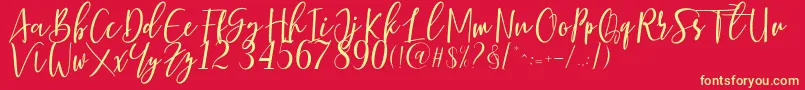 Berhilda Font – Yellow Fonts on Red Background