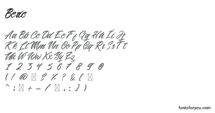 Шрифт Beric – алфавит, цифры, специальные символы