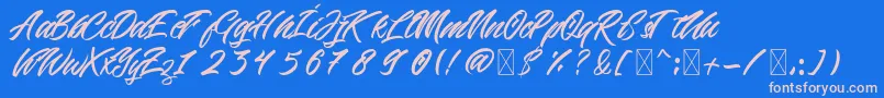 Beric Font – Pink Fonts on Blue Background