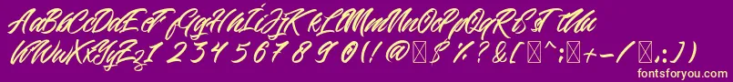 Beric-Schriftart – Gelbe Schriften auf violettem Hintergrund