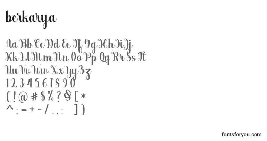 Czcionka Berkarya – alfabet, cyfry, specjalne znaki