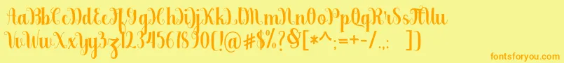 フォントberkarya – オレンジの文字が黄色の背景にあります。