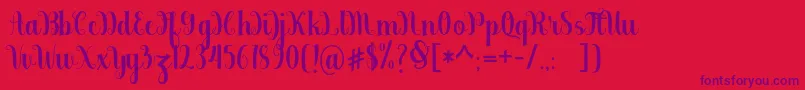berkarya-Schriftart – Violette Schriften auf rotem Hintergrund
