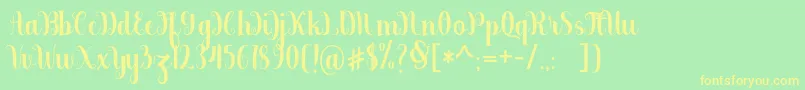 フォントberkarya – 黄色の文字が緑の背景にあります