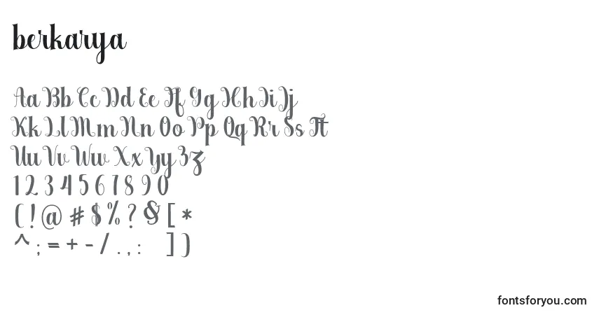 Schriftart Berkarya (121107) – Alphabet, Zahlen, spezielle Symbole
