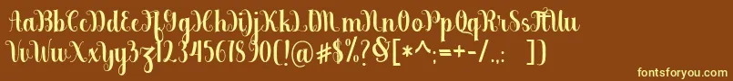 berkarya-fontti – keltaiset fontit ruskealla taustalla