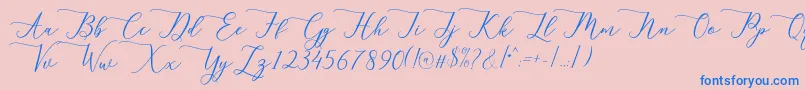 Berlian-Schriftart – Blaue Schriften auf rosa Hintergrund