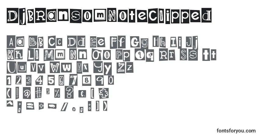 Czcionka DjbRansomNoteClipped – alfabet, cyfry, specjalne znaki