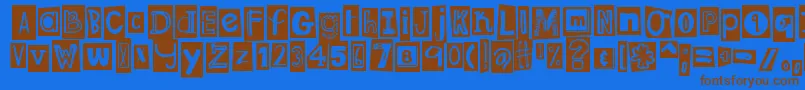 DjbRansomNoteClipped Font – Brown Fonts on Blue Background