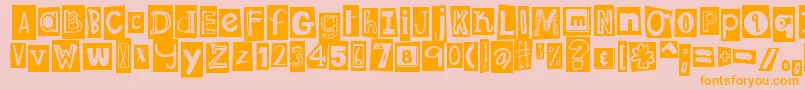 DjbRansomNoteClipped-Schriftart – Orangefarbene Schriften auf rosa Hintergrund