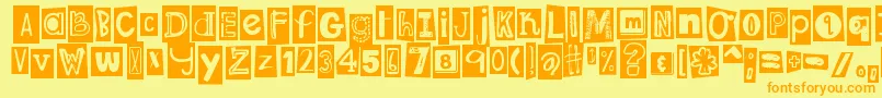 DjbRansomNoteClipped-Schriftart – Orangefarbene Schriften auf gelbem Hintergrund