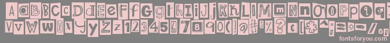 フォントDjbRansomNoteClipped – 灰色の背景にピンクのフォント