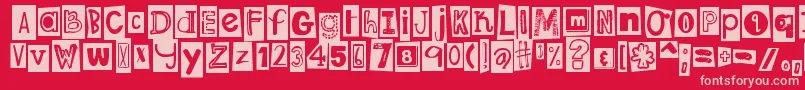 Fonte DjbRansomNoteClipped – fontes rosa em um fundo vermelho