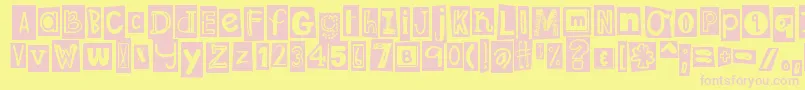 DjbRansomNoteClipped Font – Pink Fonts on Yellow Background