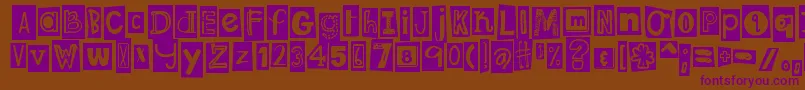 DjbRansomNoteClipped Font – Purple Fonts on Brown Background