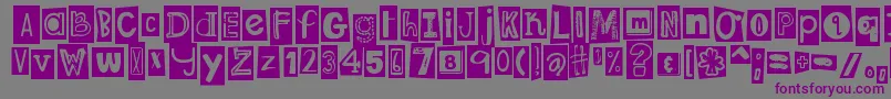 DjbRansomNoteClipped Font – Purple Fonts on Gray Background