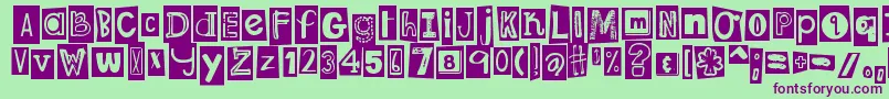 Шрифт DjbRansomNoteClipped – фиолетовые шрифты на зелёном фоне