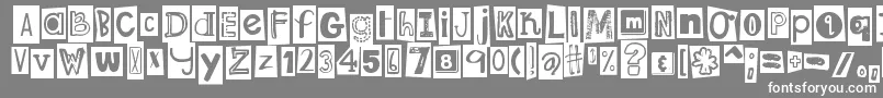 Fonte DjbRansomNoteClipped – fontes brancas em um fundo cinza