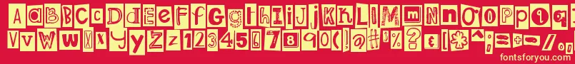 DjbRansomNoteClipped Font – Yellow Fonts on Red Background