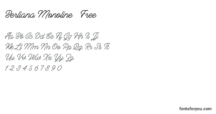Czcionka Berliana Monoline   Free – alfabet, cyfry, specjalne znaki