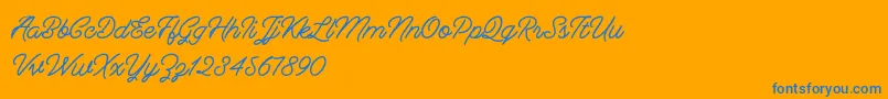 Berliana Monoline   Free-Schriftart – Blaue Schriften auf orangefarbenem Hintergrund