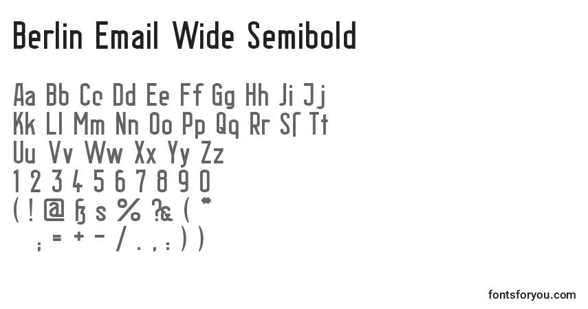 A fonte Berlin Email Wide Semibold – alfabeto, números, caracteres especiais
