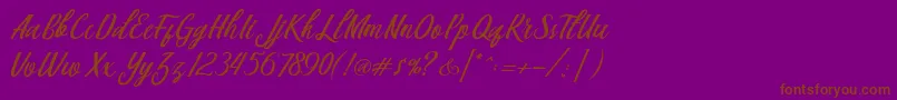 Berlin Script-Schriftart – Braune Schriften auf violettem Hintergrund