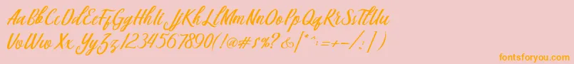 Berlin Script-Schriftart – Orangefarbene Schriften auf rosa Hintergrund